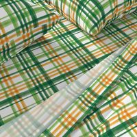 Irish Plaid - Watercolor with orange - St Patricks Day