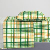 Irish Plaid - Watercolor with orange - St Patricks Day