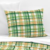 Irish Plaid - Watercolor with orange - St Patricks Day