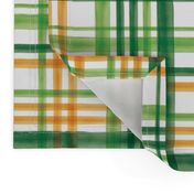 Irish Plaid - Watercolor with orange - St Patricks Day