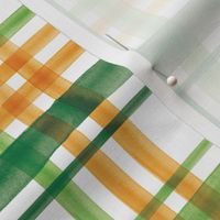 Irish Plaid - Watercolor with orange - St Patricks Day