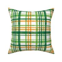 Irish Plaid - Watercolor with orange - St Patricks Day