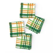 Irish Plaid - Watercolor with orange - St Patricks Day