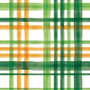 Irish Plaid - Watercolor with orange - St Patricks Day