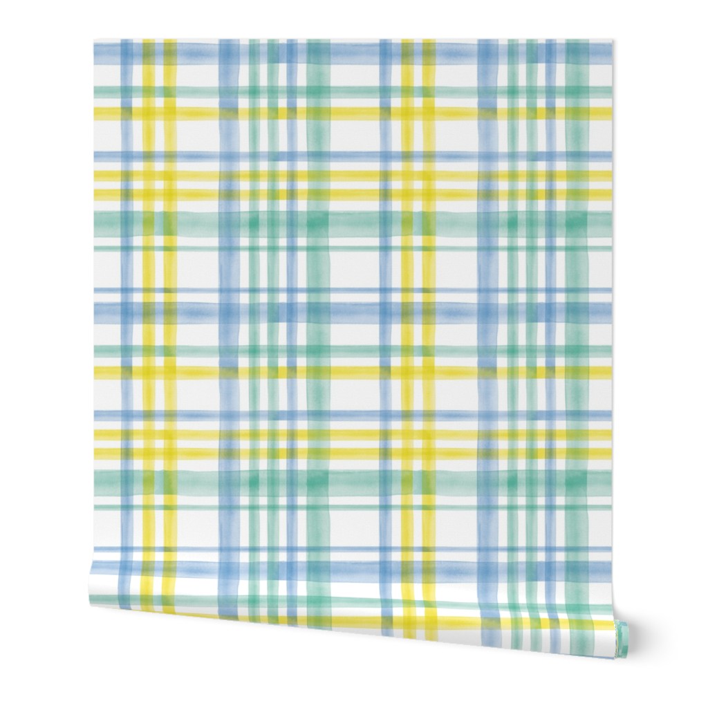 Easter Watercolor Plaid with mint