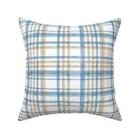 watercolor plaid - blue and tan