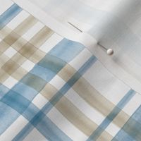 watercolor plaid - blue and tan