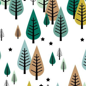 Little pine tree  Canada forest Scandinavian style trees and stars winter wonderland green boys 