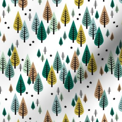 Little pine tree  Canada forest Scandinavian style trees and stars winter wonderland soft green SMALL