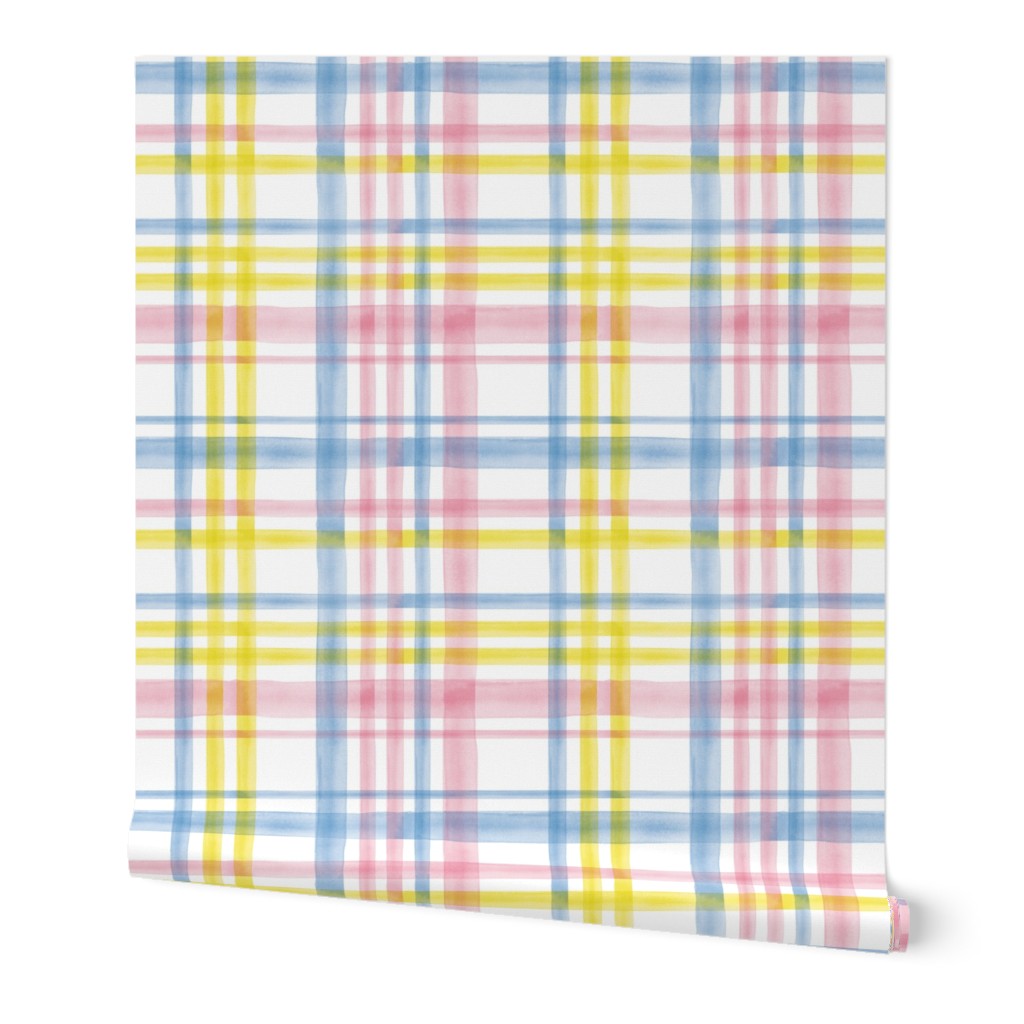 Easter Watercolor Plaid with pink 