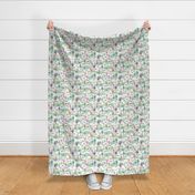 Camping  Canada adventure mountain river and woodland forest trees spring summer design pastel mint girls