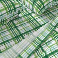 Irish Plaid - Watercolor with mint - St Patricks Day