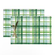 Irish Plaid - Watercolor with mint - St Patricks Day