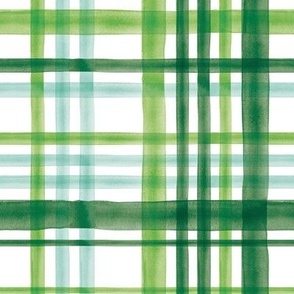 Irish Plaid - Watercolor with mint - St Patricks Day