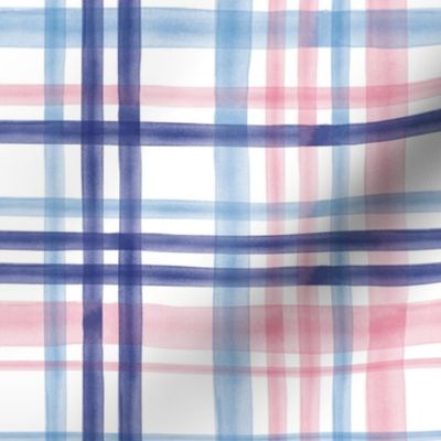 Spring Watercolor plaid - pink and blue