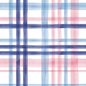 Spring Watercolor plaid - pink and blue