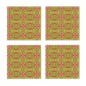 WDSR4 - Wood Sorrel in  Rose - Olive - Golden Tan - 4 inch repeat