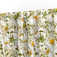 10" yellow vintage botanical wildflowers on  white