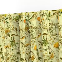 10" yellow vintage botanical wildflowers on  yellow