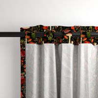 10" Elevate Your Home Decor with Vintage Botanical Nostalgia:  Autumn Wildflowers, Fungus, and Berries on Black.  Immerse in the Antique Dark Moody Gothic Victorian Vibes  with Mystic Goth Psychedelic Mushroom Wallpaper