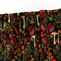 10" Elevate Your Home Decor with Vintage Botanical Nostalgia:  Autumn Wildflowers, Fungus, and Berries on Black.  Immerse in the Antique Dark Moody Gothic Victorian Vibes  with Mystic Goth Psychedelic Mushroom Wallpaper