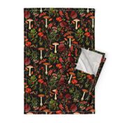 10" Elevate Your Home Decor with Vintage Botanical Nostalgia:  Autumn Wildflowers, Fungus, and Berries on Black.  Immerse in the Antique Dark Moody Gothic Victorian Vibes  with Mystic Goth Psychedelic Mushroom Wallpaper