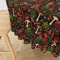 10" Elevate Your Home Decor with Vintage Botanical Nostalgia:  Autumn Wildflowers, Fungus, and Berries on Black.  Immerse in the Antique Dark Moody Gothic Victorian Vibes  with Mystic Goth Psychedelic Mushroom Wallpaper