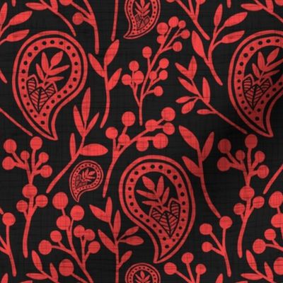 Grunge Floral Paisley - Coral