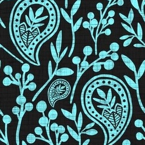 Grunge Floral Paisley - SkyBlue
