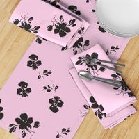 Black loose painted flowers with pink. Use the design for lingerie or  or walk in closet