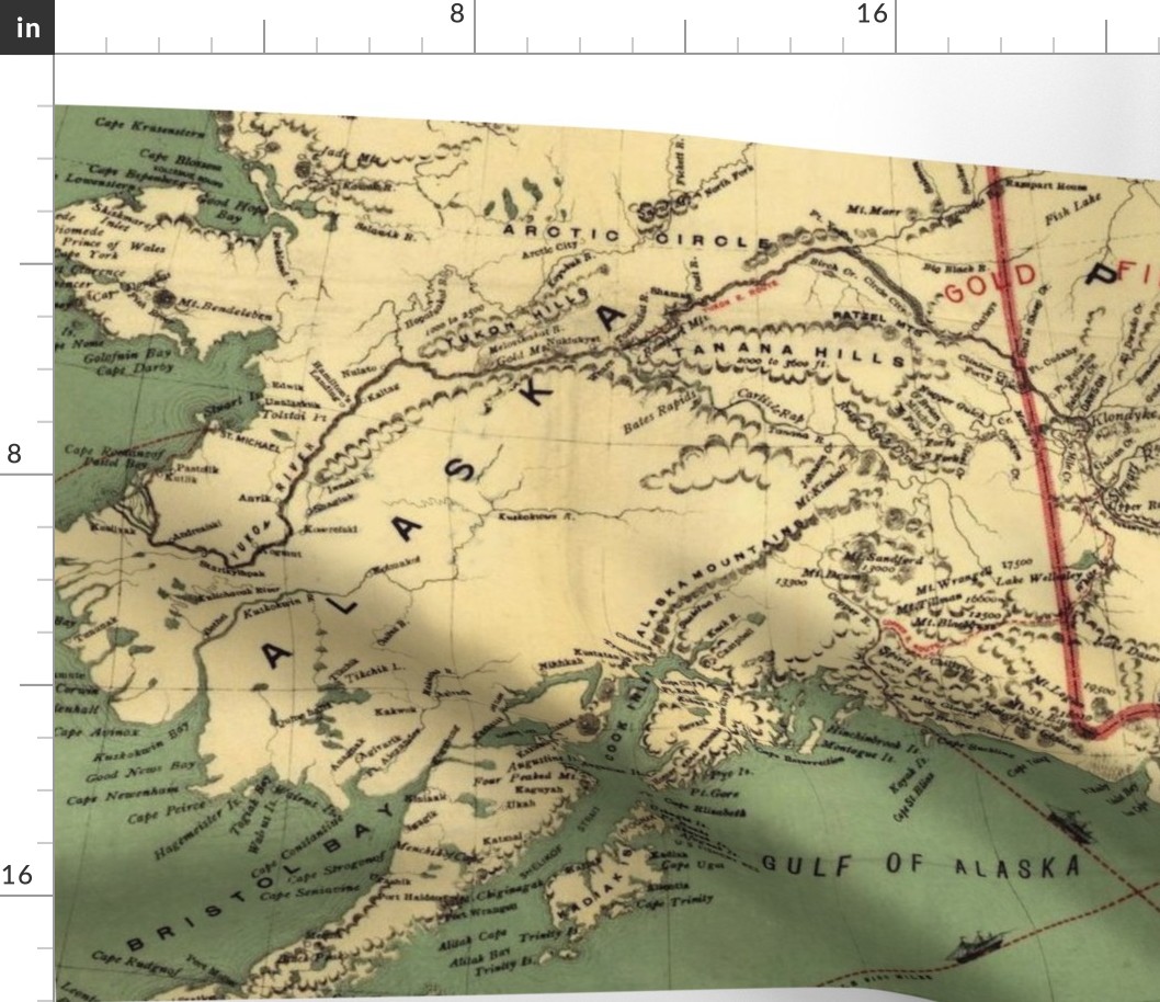 Alaska map 2, vintage, large