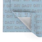 baby boy balloon fabric - baby boy, expecting fabric, pregnancy fabric, congratulations - white