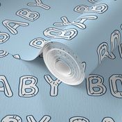 baby boy balloon fabric - baby boy, expecting fabric, pregnancy fabric, congratulations - white