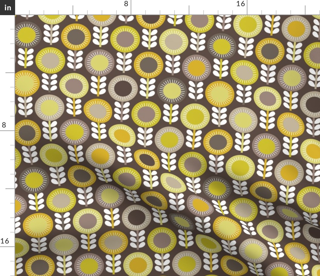 Flower Scales gold-grey multi - dark