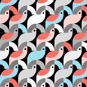 Scandi Birds in Coral Teal and Gray