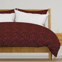 SteamPunk Inspired Red and Black - Tulips with paisley