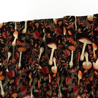 10" red vintage hand drawn botnical fungus mushrooms double on black Psychadelic  Mushroom Wallpaper