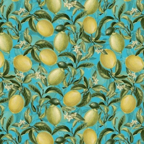 14 " Lemonade - Fresh hand drawn lemons on turquoise 