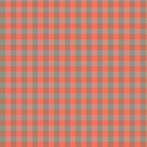 plaid-coral sage grey