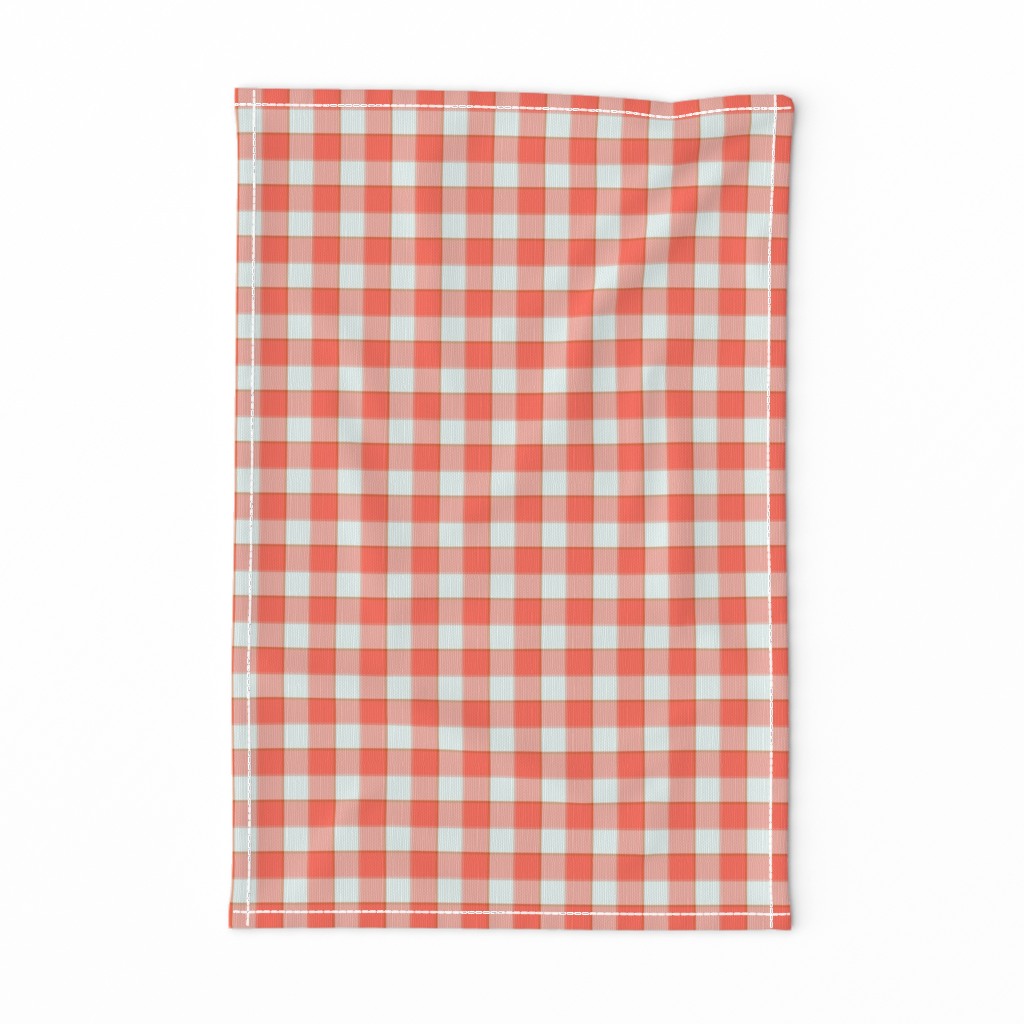 plaid--coral white stripe