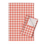 plaid--coral white stripe