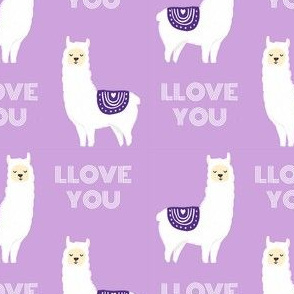 llove llama valentines day fabric - love llama fabric, valentines day fabric, cute girls valentines day design - purple