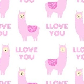 llove llama valentines day fabric - love llama fabric, valentines day fabric, cute girls valentines day design -  pastel pink