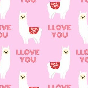 llove llama valentines day fabric - love llama fabric, valentines day fabric, cute girls valentines day design - pink