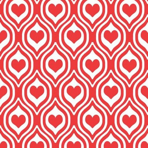 valentines day heart ogee pattern fabric - red and pink valentines day fabric, valentines fabric, ogee fabric, hearts fabric - red