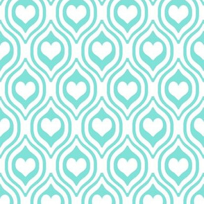 valentines day heart ogee pattern fabric - red and pink valentines day fabric, valentines fabric, ogee fabric, hearts fabric -  candy mint