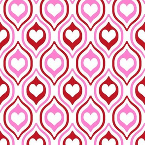 valentines day heart ogee pattern fabric - red and pink valentines day fabric, valentines fabric, ogee fabric, hearts fabric - red and pink