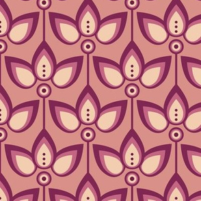 Abstract cream flowers, on a pink background