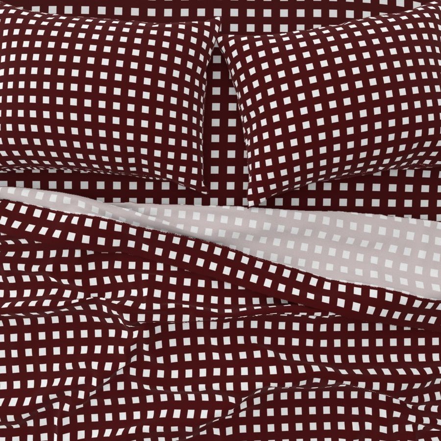 Square Grid Plaid // Dark Maroon & White (large)