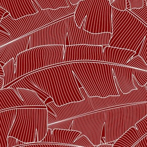 Banana Palm Leaves_Bg Maroon - 100%